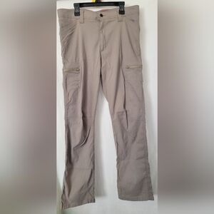 Men's Gray Wrangler Cargo Pants 33x30 Stretchy Zipper Pockets